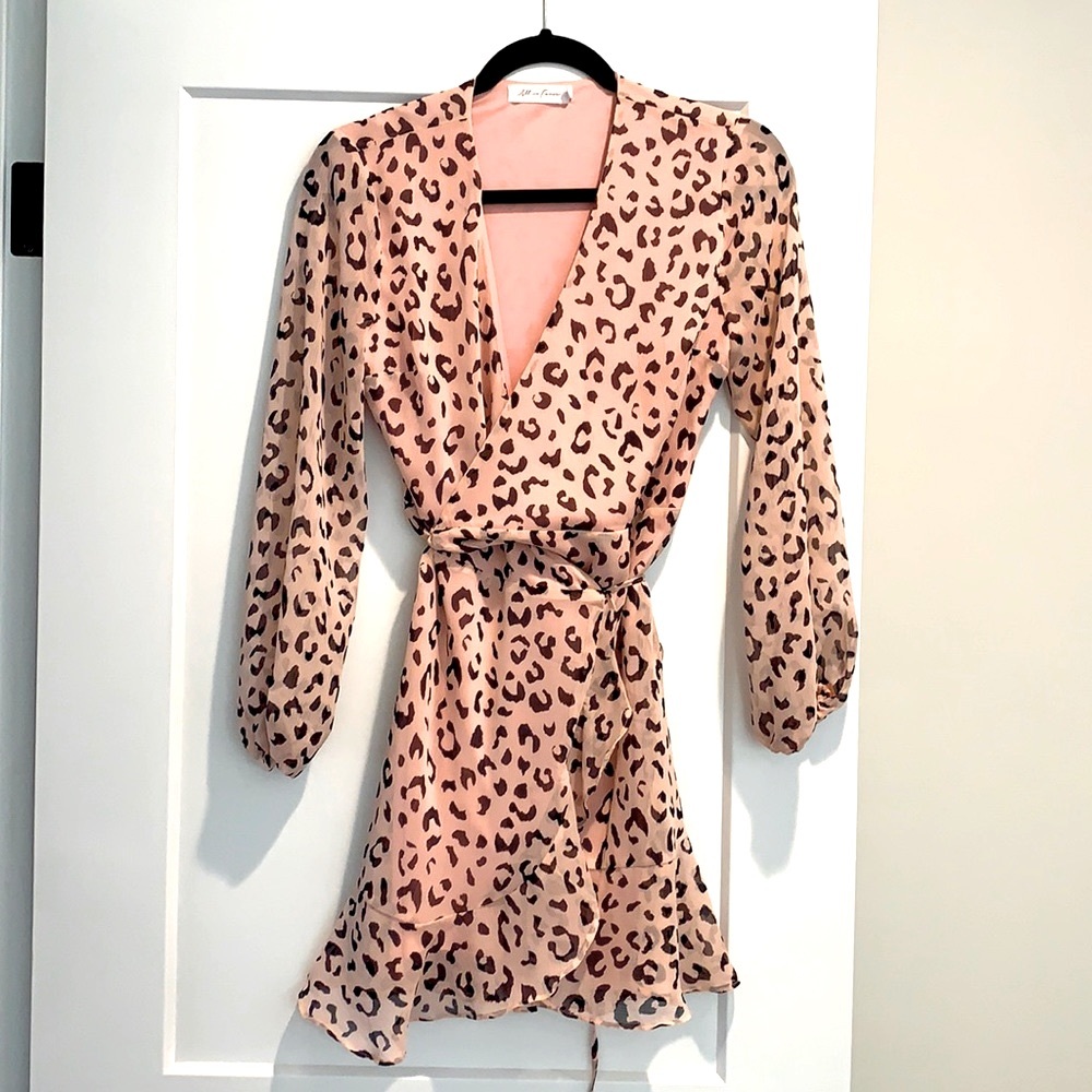 Pink Leopard Wrap Dress XS